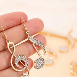 Gold and Silver Music Note Earrings